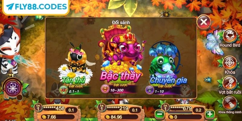 Bắn Côn Trùng FLY88 – Trò Chơi Săn Thưởng Tốc Độ Cao 3 Lựa chọn phòng chơi Bắn côn trùng FLY88