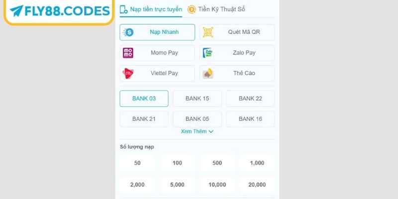 Nạp Rút Tiền FLY88 1 Các hình thức nạp rút tiền FLY88 phổ biến hiện nay