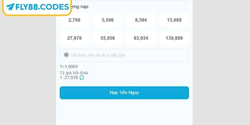 Nạp Rút Tiền FLY88 2 Các bước nạp vốn đơn giản nhất hiện nay